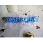 Blue Wedding Garter with Heart Buckle